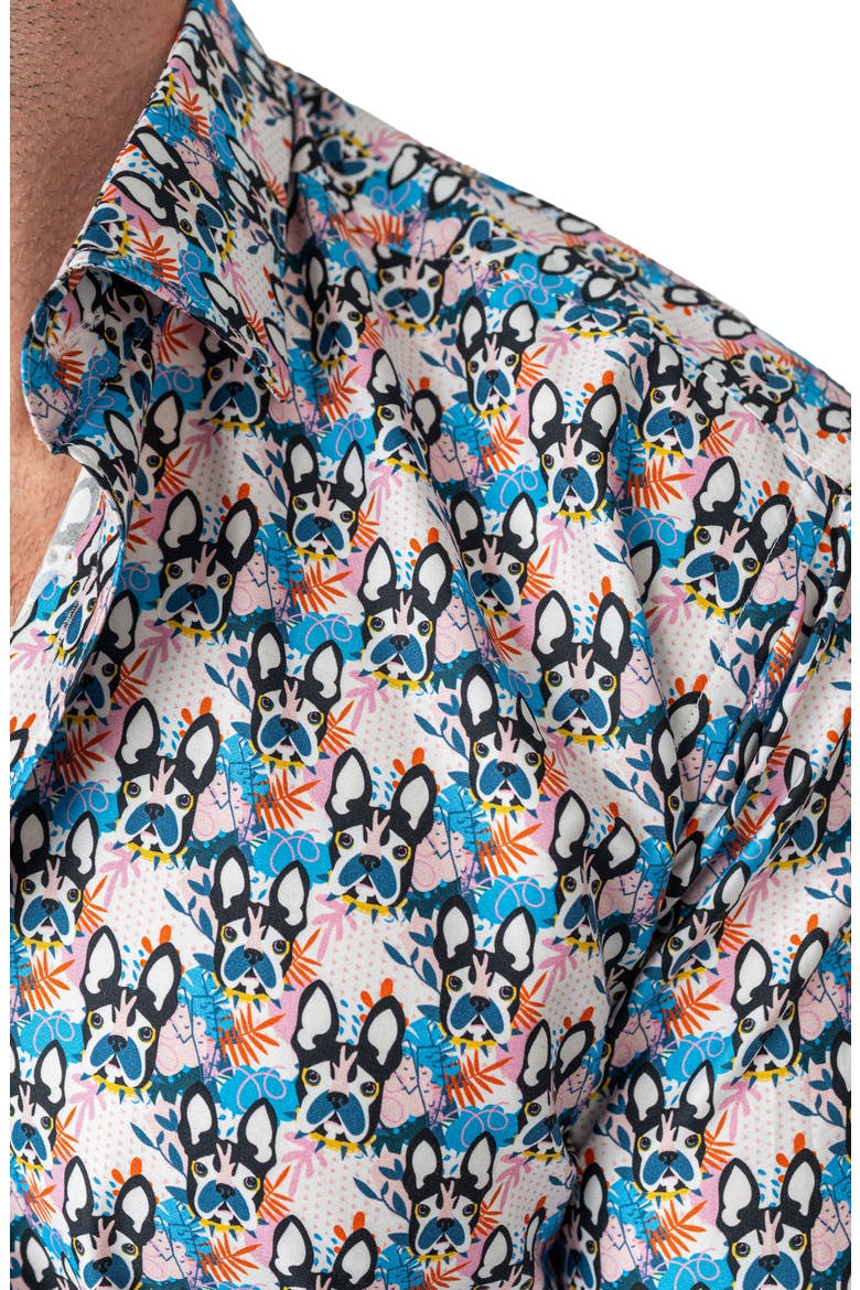 Fibonacci Ears Cotton Button-Up Shirt, Alternate, color, MULTI