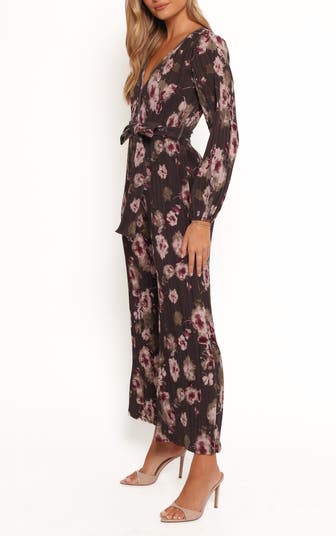 Solange Floral Long Sleeve Plissé Jumpsuit