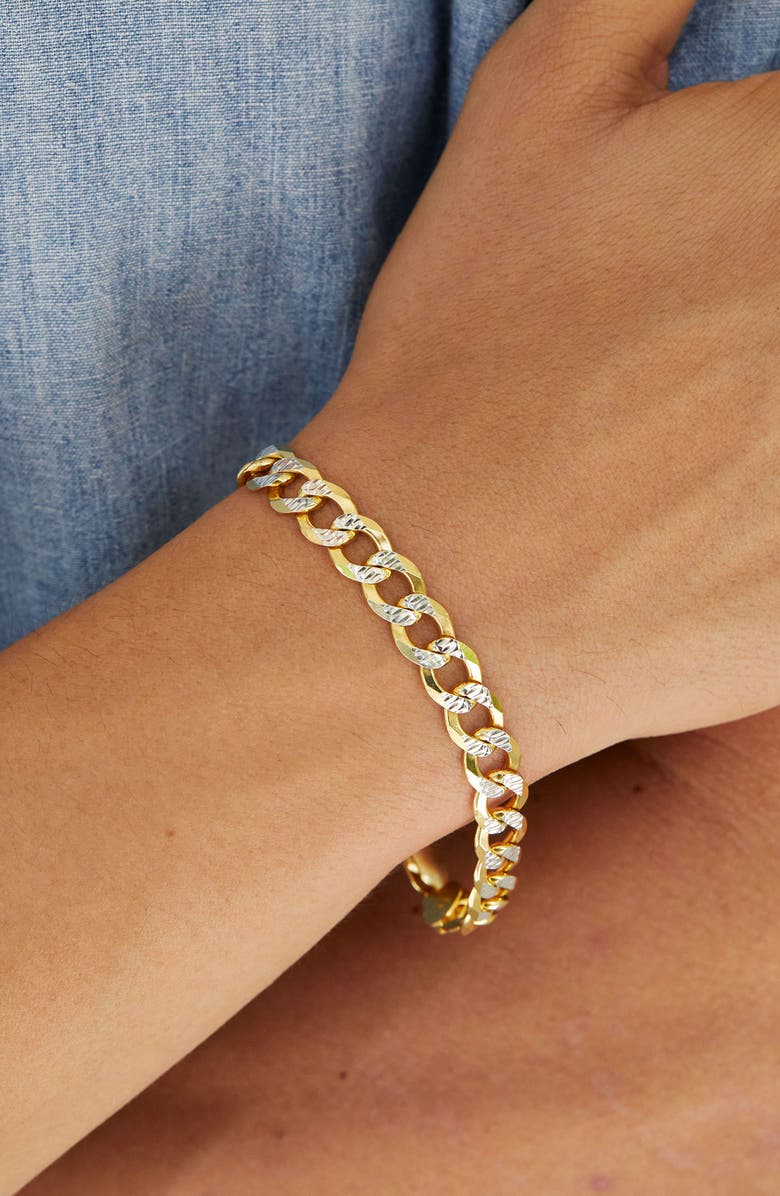SAVVY CIE JEWELS Two-Tone Curb Chain Bracelet, Alternate, color,