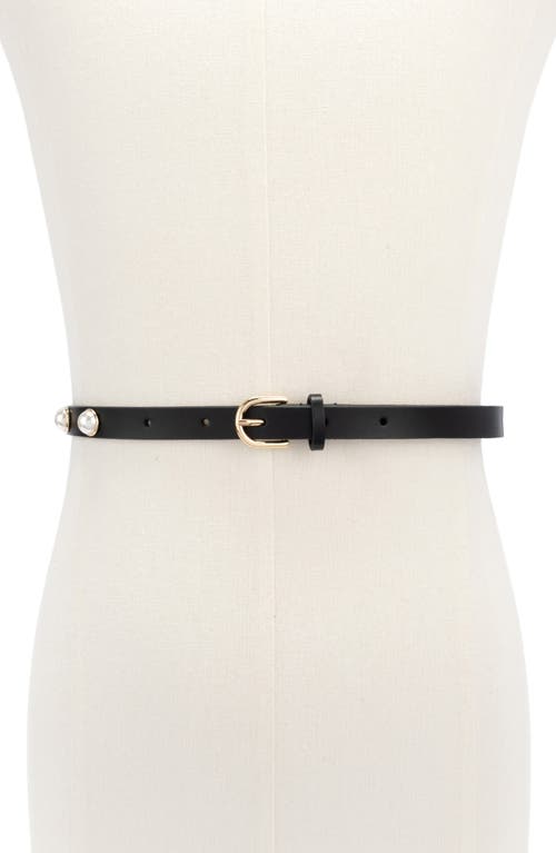 Kate Spade New York Faux Pearl Stud Leather Belt In Black