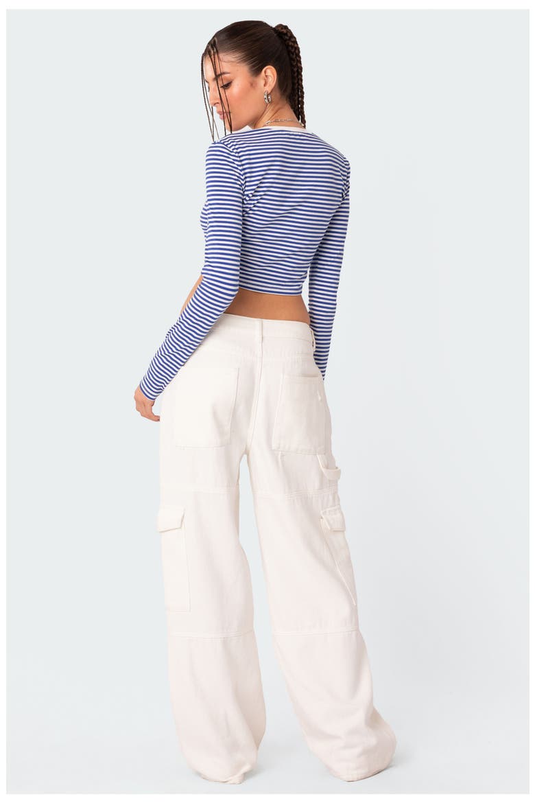 Montie Stripe Long Sleeve Crop Top, Alternate, color, BLUE STRIPES