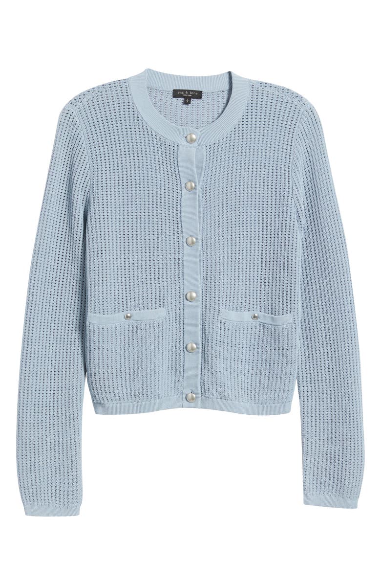 rag & bone Viola Open Stitch Cardigan, Alternate, color, Ltblue