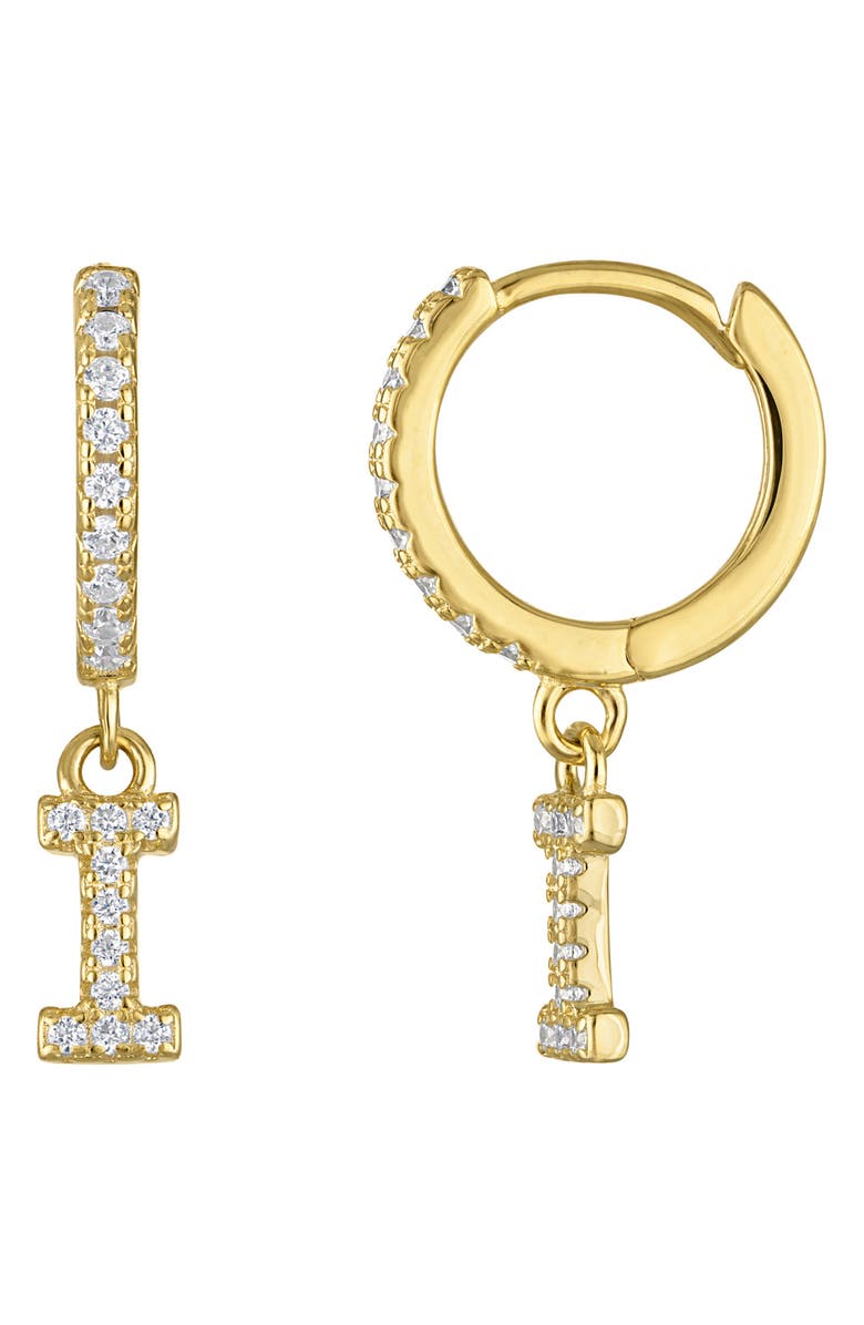 FZN Initial Charm Huggie Hoop Earrings, Main, color, Gold