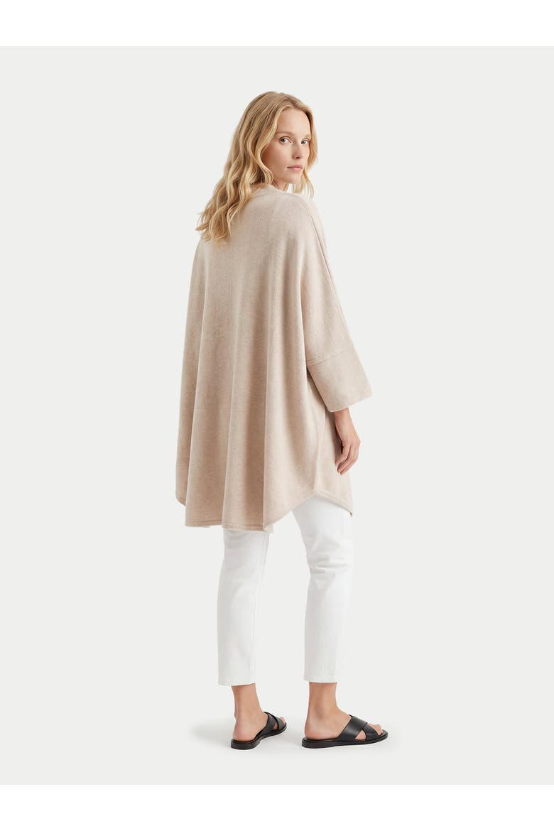 Cashmere Button-Front Poncho, Alternate, color, beige