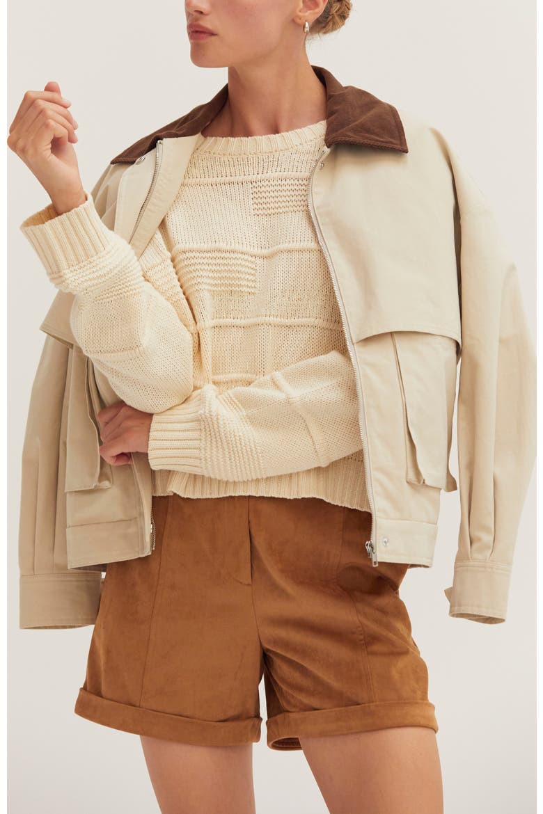 Textured Striped Sweater, Alternate, color, Cream