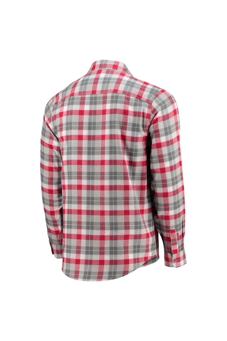 Men's Antigua Red/Gray Atlanta United FC Ease Flannel Long Sleeve Button-Up Shirt, Alternate, color, Red