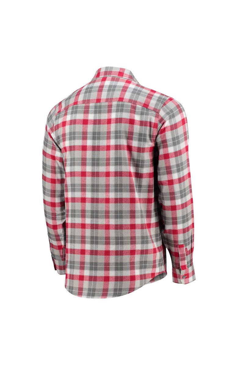 ANTIGUA Men's Antigua Red/Gray Atlanta United FC Ease Flannel Long Sleeve Button-Up Shirt, Alternate, color,