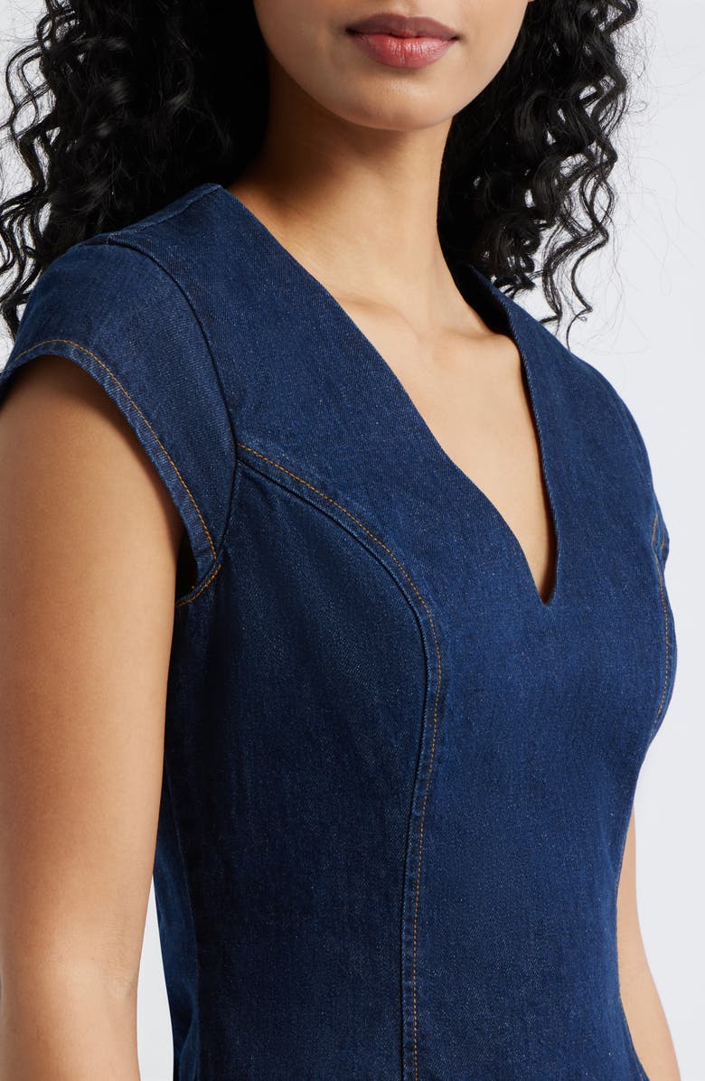Line & Dot Flavia Denim Minidress, Alternate, color, Indigo
