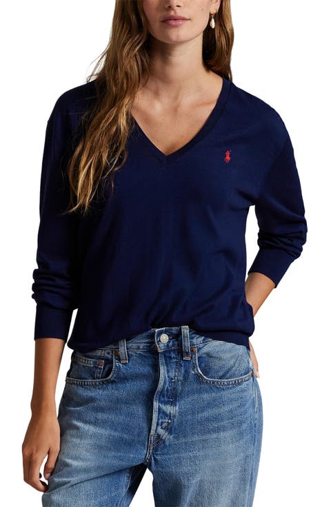 Relaxed Cotton V-Neck Sweater