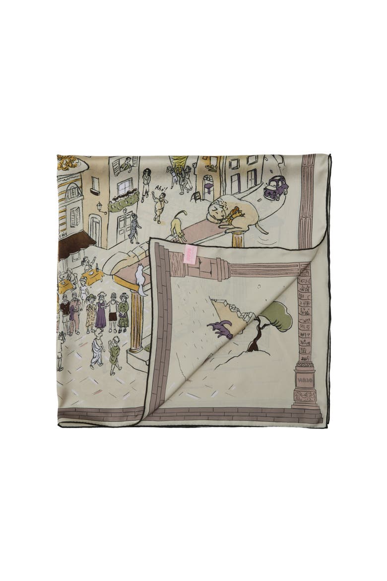 Rome Large Silk Square Scarf 35, Alternate, color, Soft Limestone