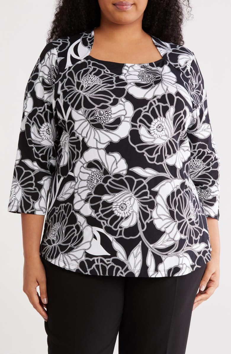 RUBY RD Floral Stretch Cotton T-Shirt, Main, color, 