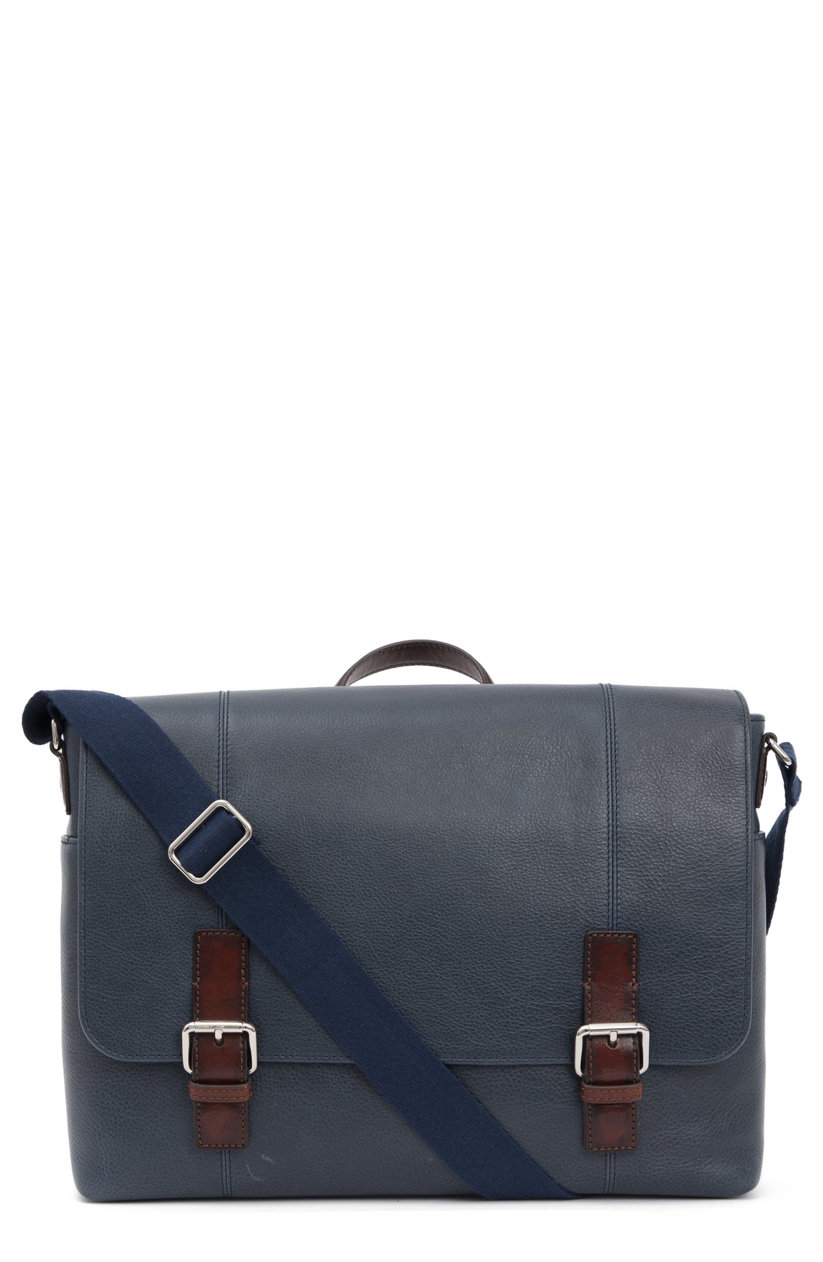 PinoPorte Nino Leather Messenger Bag, Main, color, 