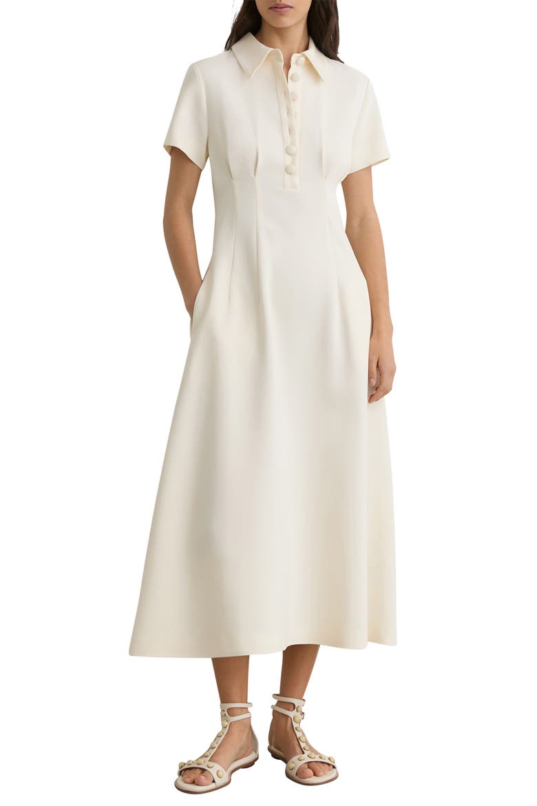 Mari Short Sleeve Midi Dress, Main, color, CREAM