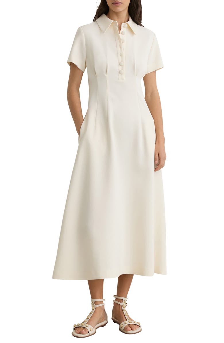 Reiss Mari Short Sleeve Midi Dress, Main, color, Cream