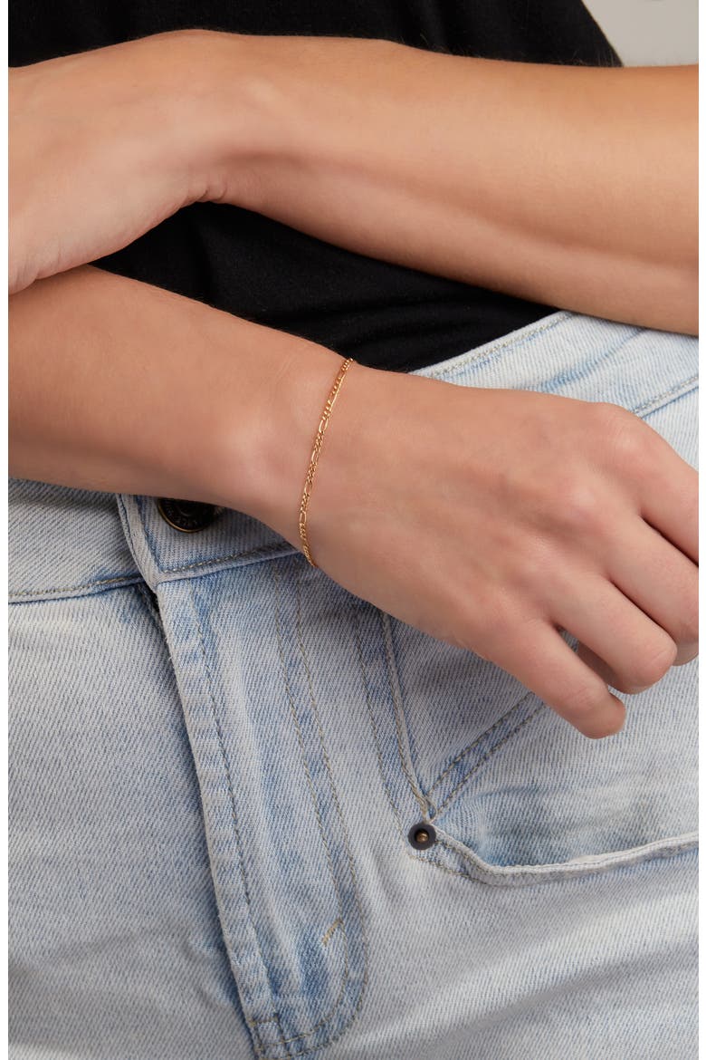 14K Gold Thin Figaro Chain Bracelet (Nordstrom Exclusive), Alternate, color, YELLOW GOLD