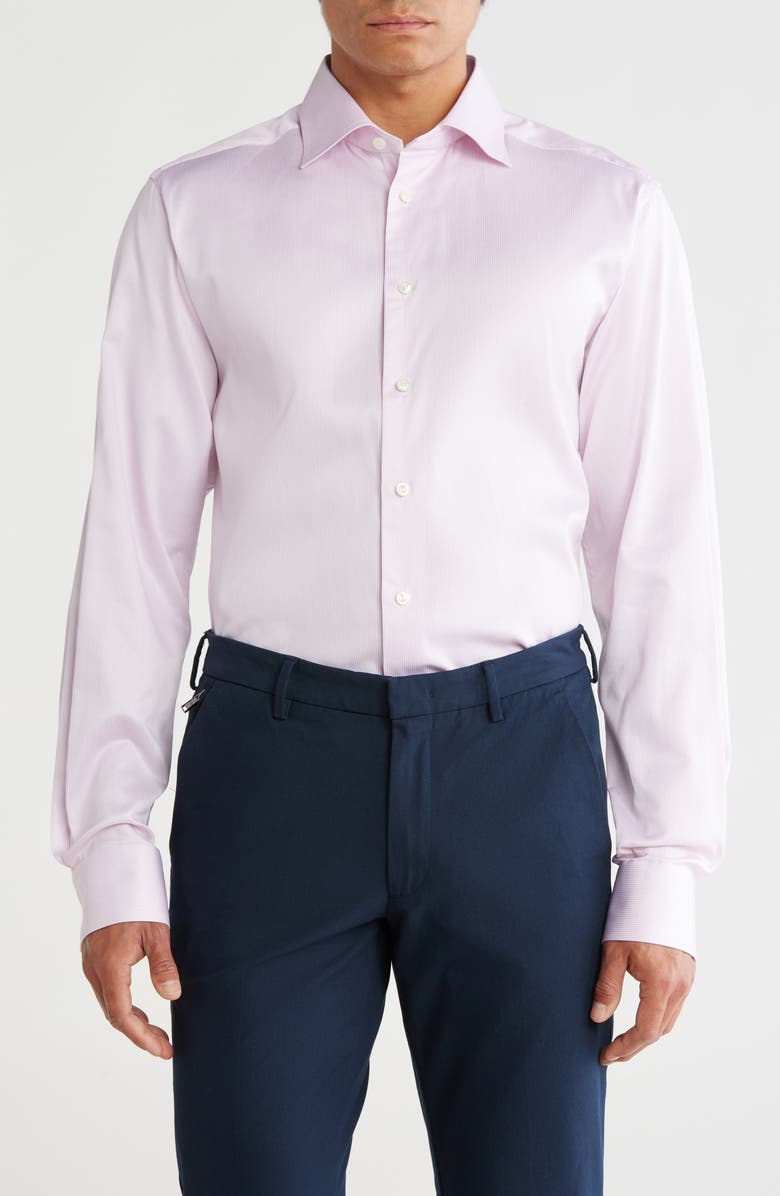 Eton Contemporary Fit Stripe Twill Dress Shirt, Main, color,