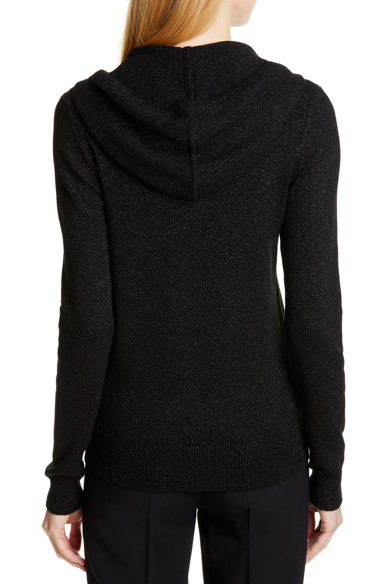 Metallic Hooded Sweater, Alternate, color, BLACK/ BLACK