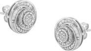 Haus of Brilliance Silver 1/4 Ct Baguette and Round Diamond Swirl Love Knot Stud Earrings