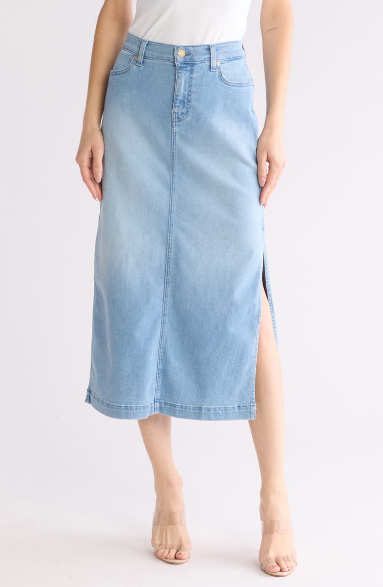 7 For All Mankind Denim Midi Skirt, Main, color, 