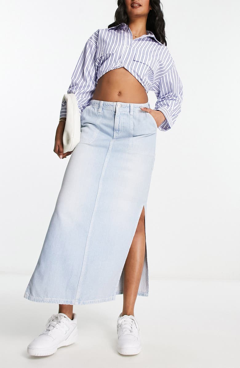 ASOS DESIGN Denim Maxi Skirt, Main, color,