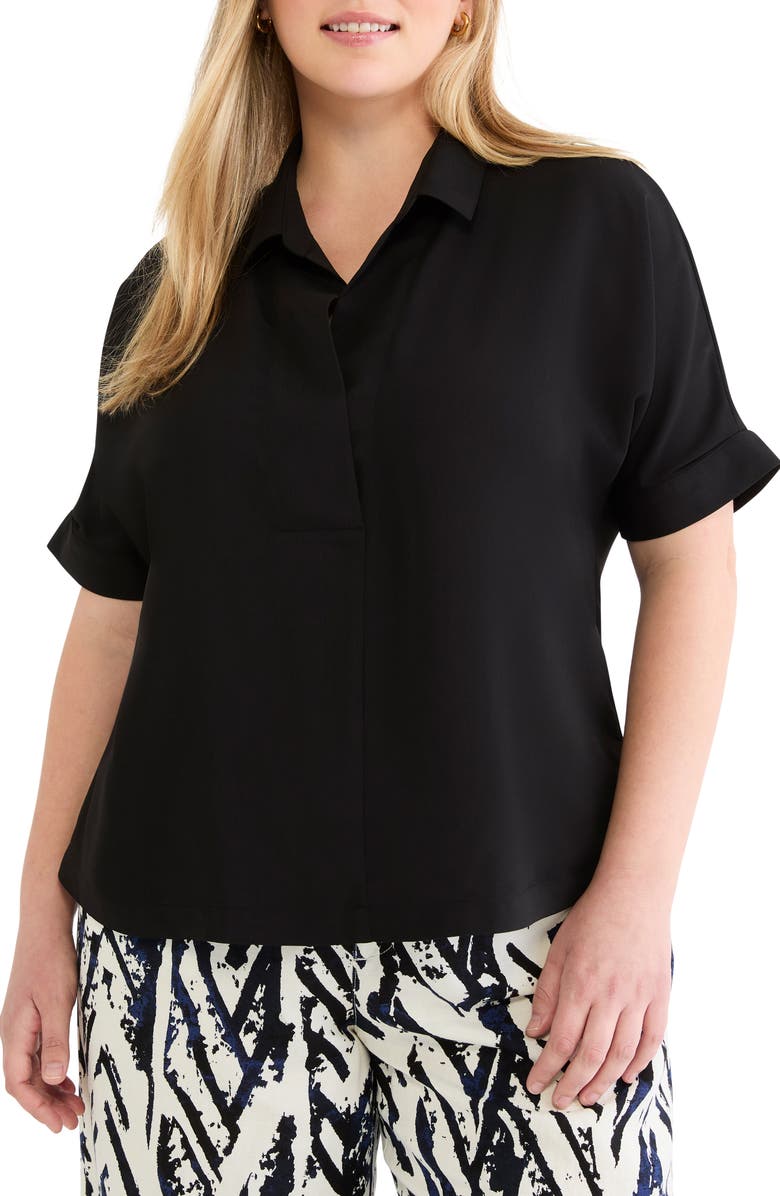 NIC+ZOE Devon Button-Up Shirt, Main, color, Black Onyx