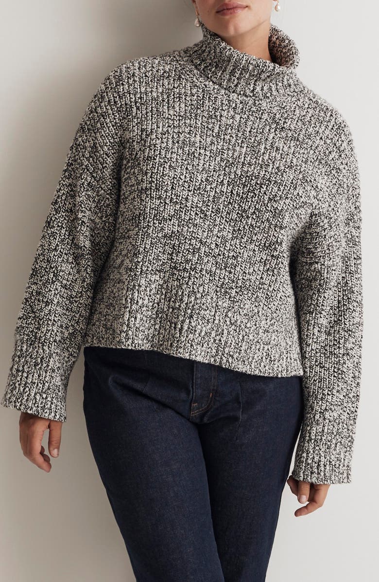 Madewell Marl Wide Rib Turtleneck Sweater, Alternate, color, 