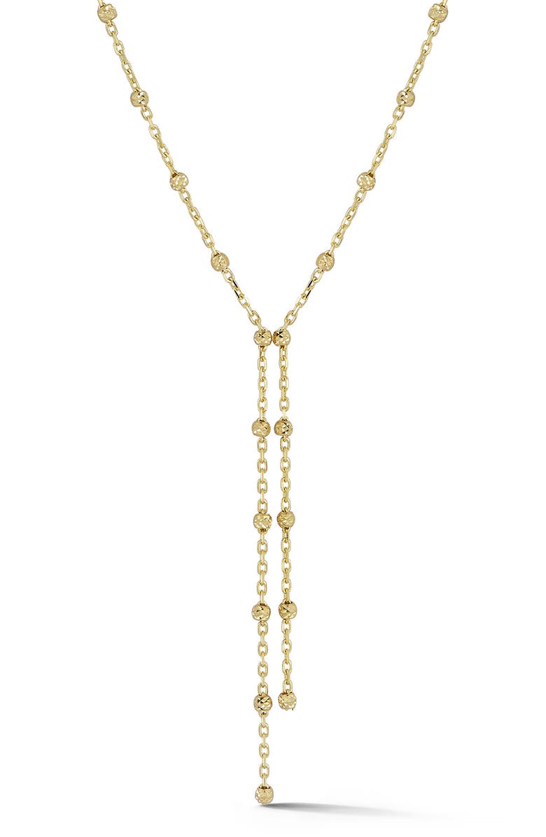 Ember Fine Jewelry Beaded Station Chain Y-Necklace, Main, color, Gold
