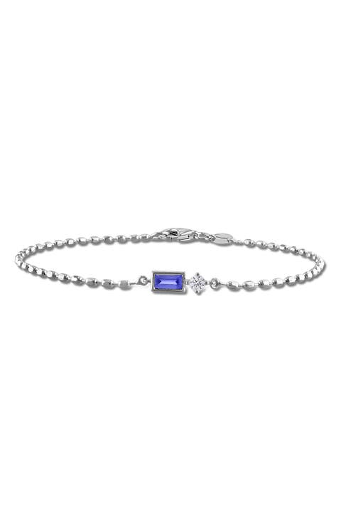 Lab Grown Sapphire Link Chain Bracelet