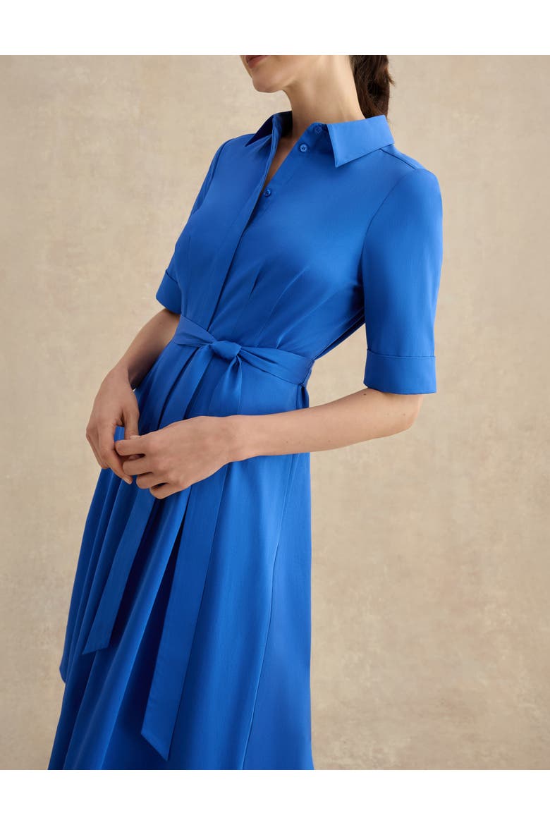 Brigitta Pleated Tie Belt Shirt Dress, Alternate, color, French Blue