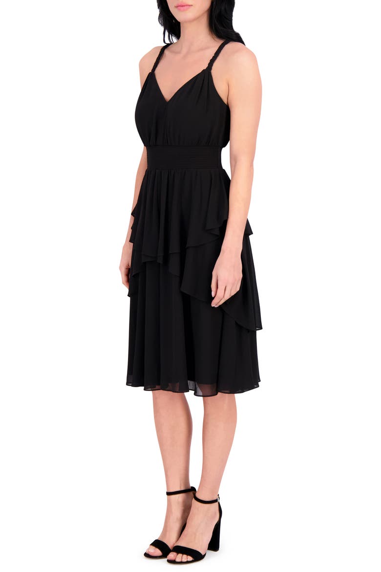 Soufflé Midi Dress, Alternate, color, BLACK