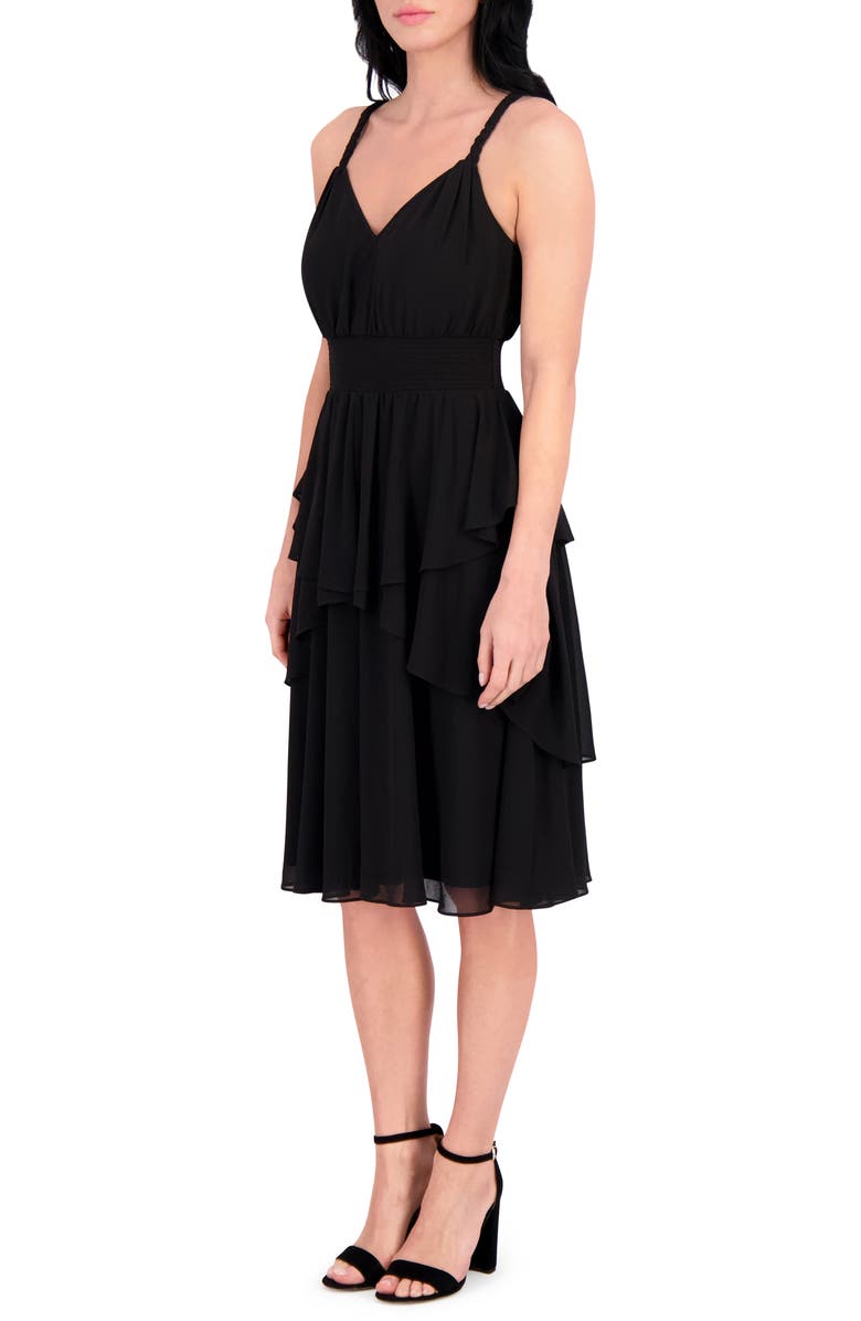 Siena Soufflé Midi Dress, Alternate, color, Black