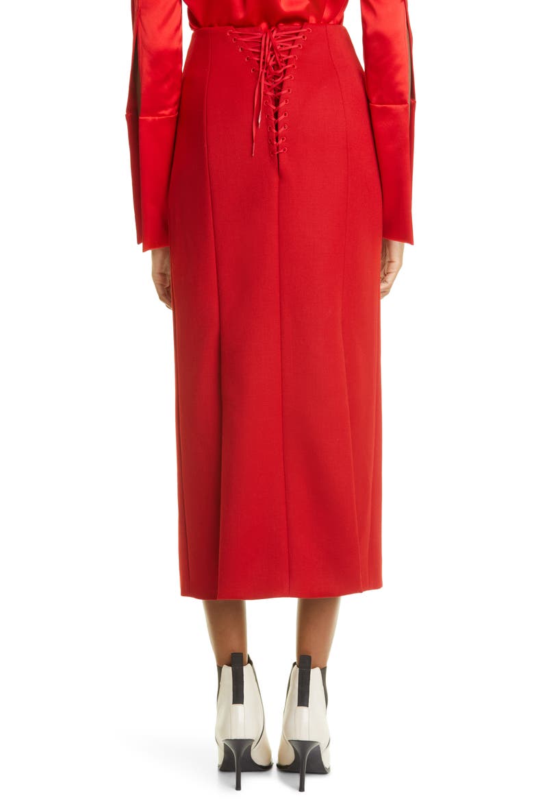 Sailor Wool Midi Skirt, Alternate, color, RED
