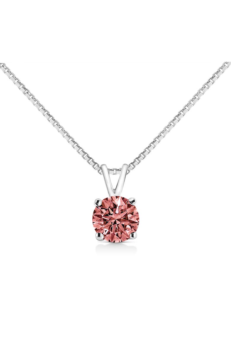 Haus of Brilliance 10K White Gold 1/2 Ctw Lab Grown Blue or Pink Diamond Solitaire Pendant Necklace, Main, color, Pink Diamond