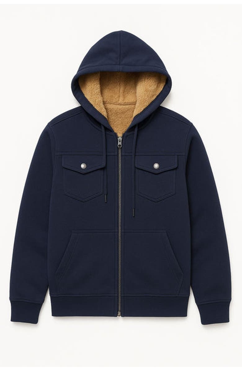 BenBen 2 Pack Mens Heavyweight Fur Lined Zip Hoodie Jacket, Alternate, color, Grey/Navy