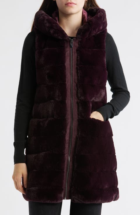 Hooded Quilted Faux Fur Vest