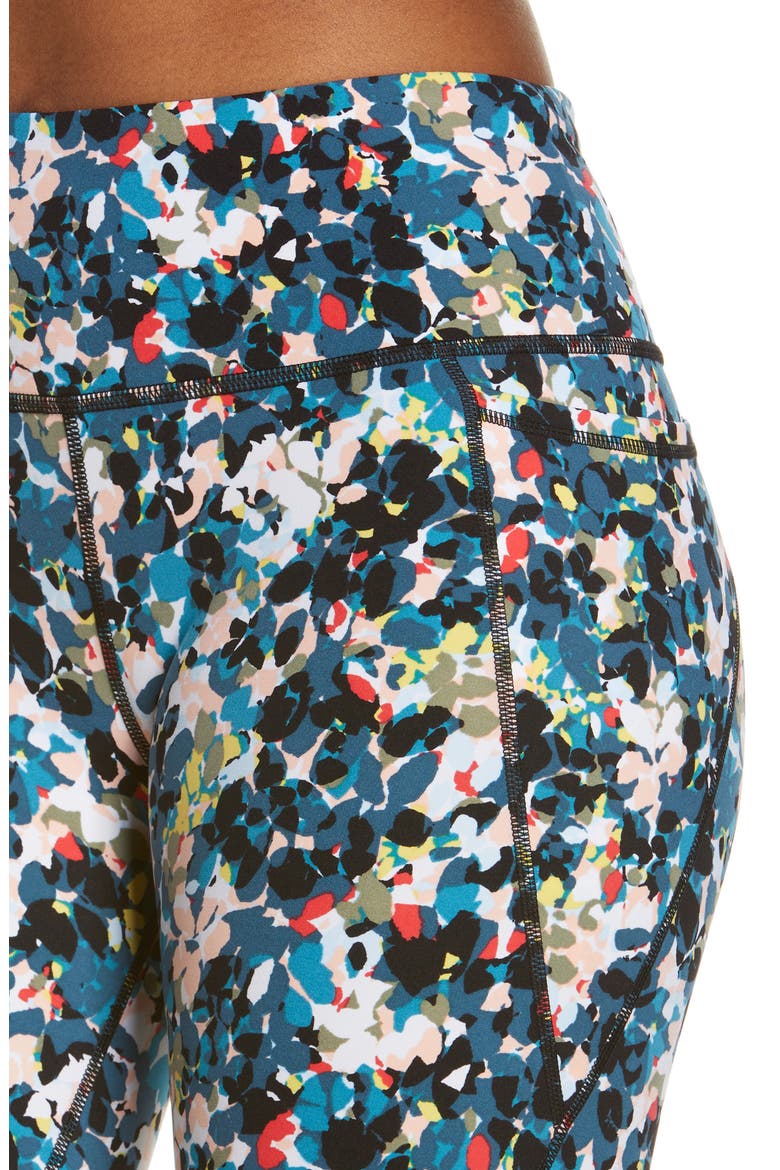 Power High Waist Pocket Bike Shorts, Alternate, color, BLUE FLORAL SPLASH PRINT