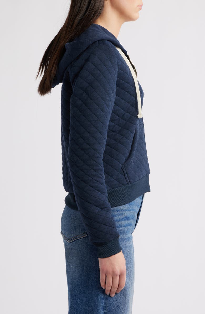 Marine Layer Corbet Quilted Zip-Up Hoodie, Alternate, color, Navy
