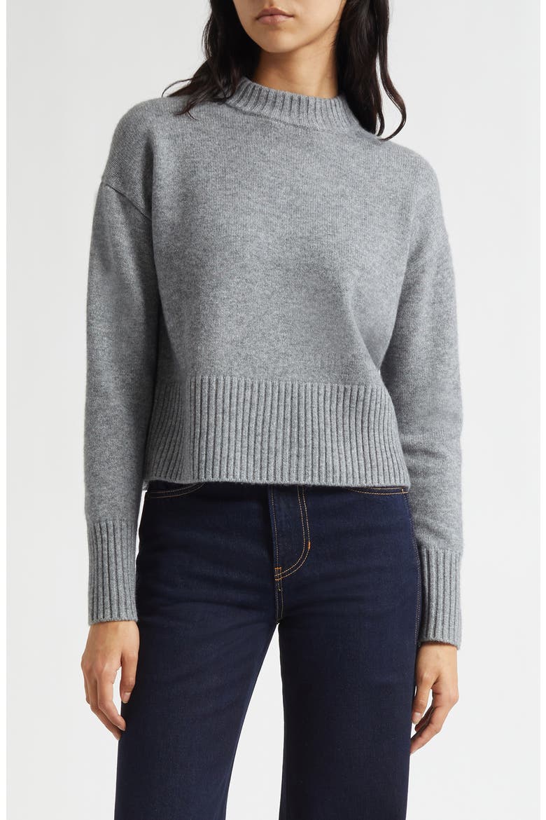 Andi Mock Neck Merino Wool & Cashmere Sweater, Main, color, MEDIUM HEATHER GREY