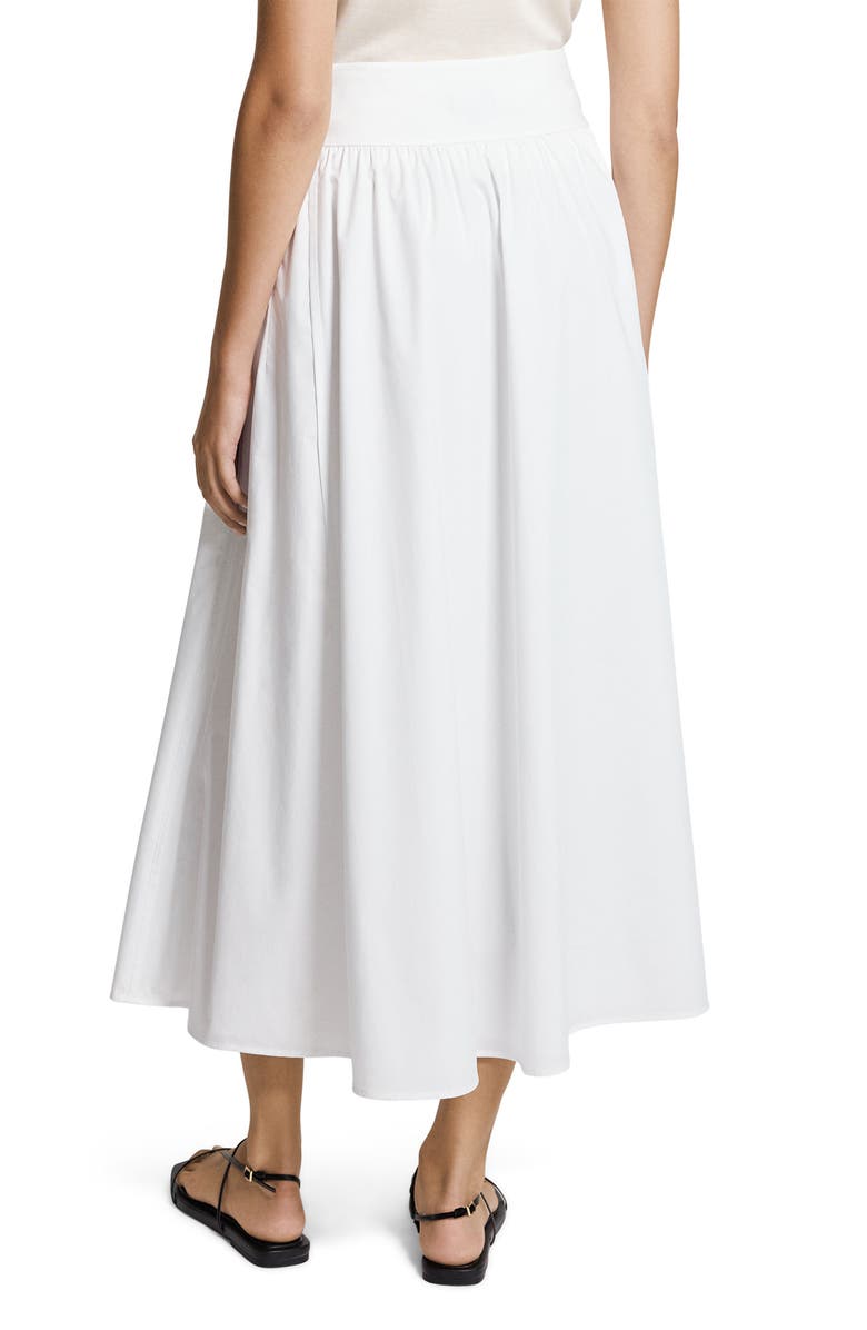 Theory Cotton Blend A-Line Midi Skirt, Alternate, color, White