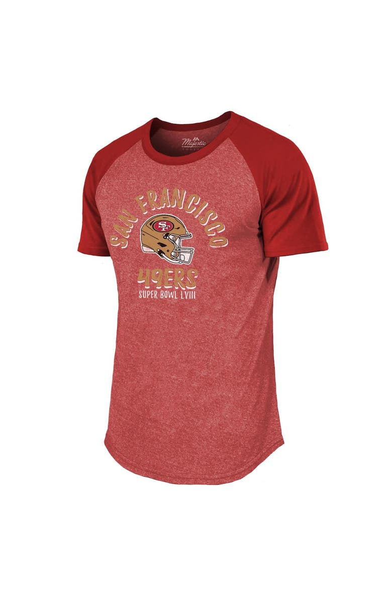Majestic Threads Men's Majestic Threads Scarlet San Francisco 49ers Super Bowl LVIII Tri-Blend Raglan T-Shirt, Alternate, color, 