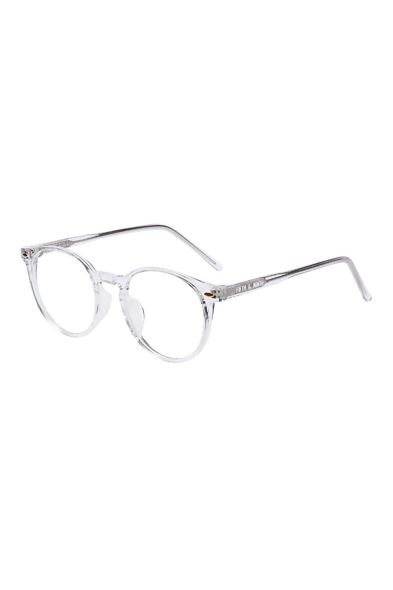 Dakota 48mm Round Blue Light Blocking Reading Glasses, Main, color, CLEAR/ CLEAR