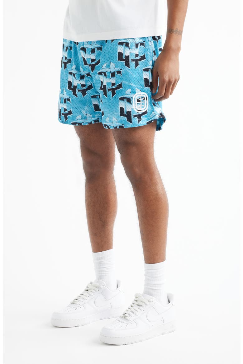 Cold Hearts Badge Mesh Shorts, Alternate, color, BLUE