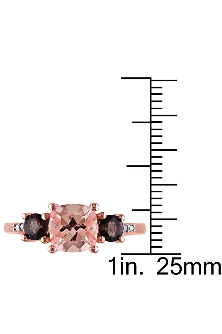 Smokey Quartz & Diamond 3-Stone Ring, Alternate, color, Morganite