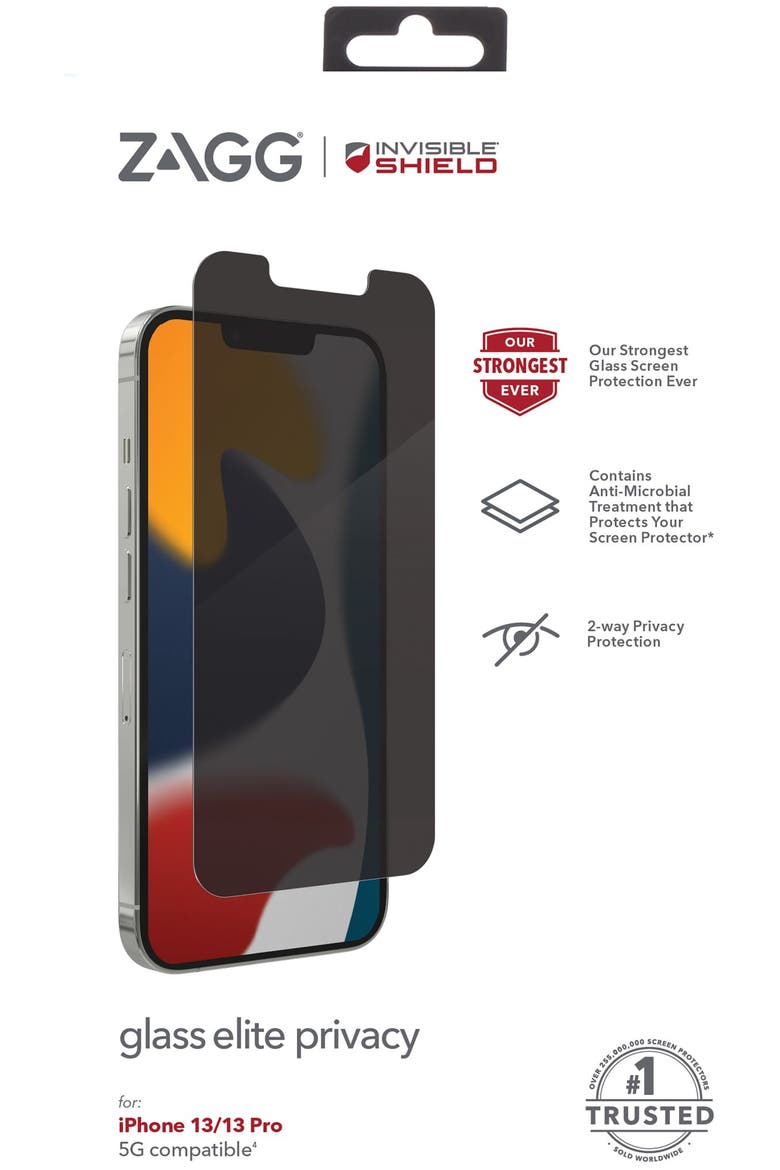 InvisibleShield Glass Elite Privacy 360 Screen Protector for Apple iPhone 16e / 14 / 13 Pro / 13, Main, color, Clear