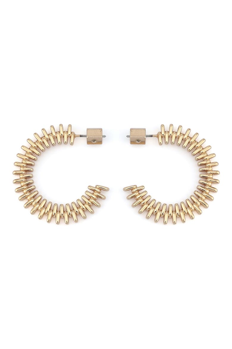 Zipper Hoop Earrings, Alternate, color, SHINY GOLD
