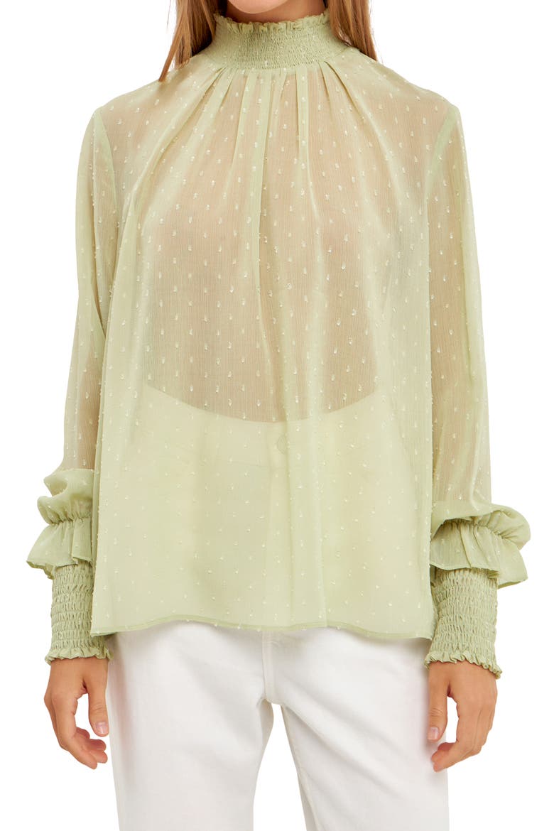 Swiss Dot Blouse, Alternate, color, SAGE
