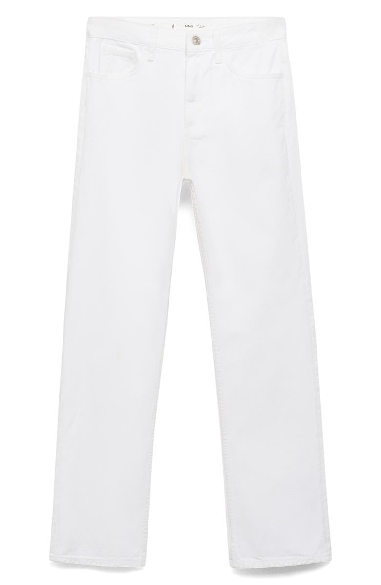 MANGO Matilda Mid Rise Straight Leg Jeans, Main, color, White