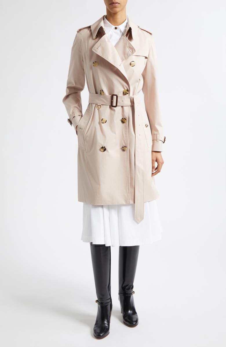 Burberry Kensington Water Resistant Tropical Gabardine Trench Coat, Main, color, Pale Sugar Pink