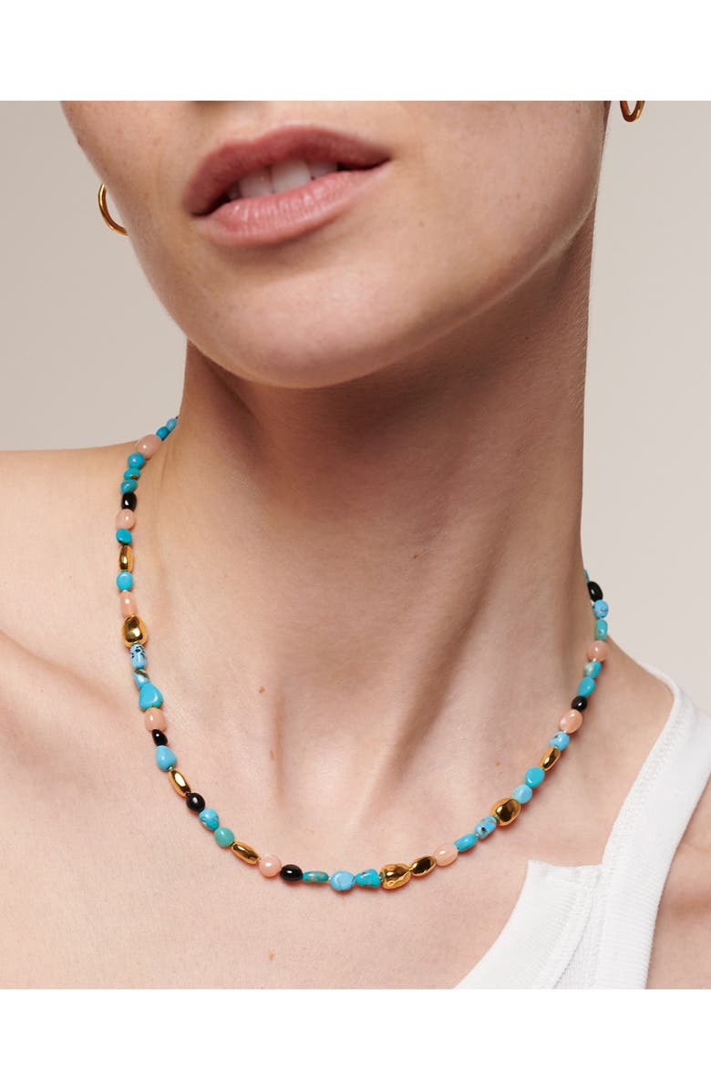 Monica Vinader Beaded Stone Necklace, Alternate, color, 18Ct Gold Vermeil / Turquoise
