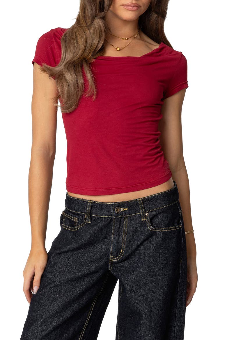 Javi Cowl Neck Top, Main, color, RED